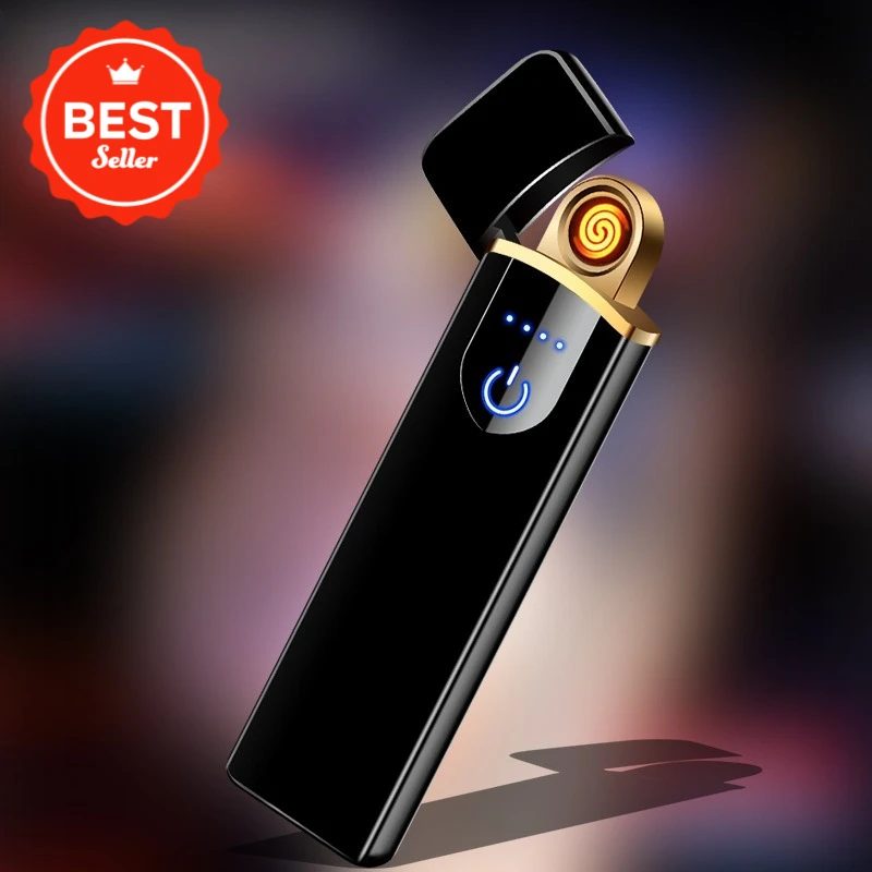 New Smart Electronic Lighter Electric Touch Sensing Windproof Flameless Plasma Lighters Arc Rechargeable USB Cigarettes Lighter